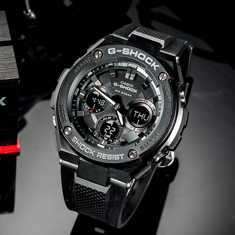 卡西欧旗舰店gst-s100g太阳能运动手表男士官网官方正品 g-shock