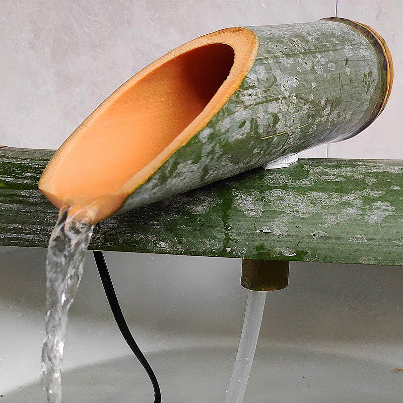 流水绿竹竹筒竹子楠竹手工田园造型阳台装饰摆件