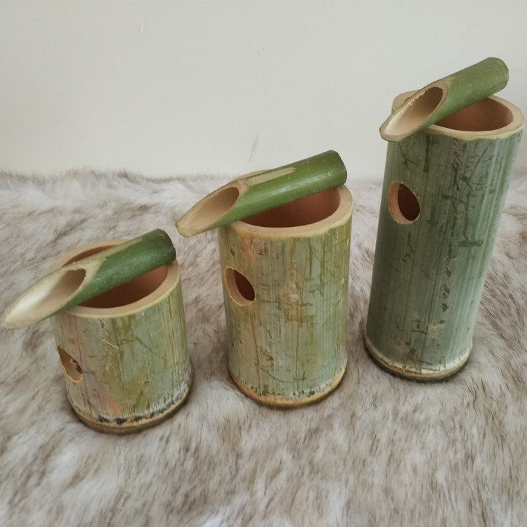 流水竹子配件鱼缸过滤器客厅手工竹筒招财庭院摆件