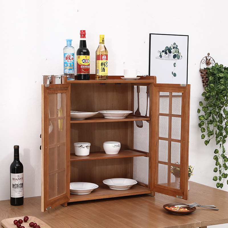 厨房碗柜实木家用菜柜放碗灶台储物柜经济型餐边柜厨房置物架