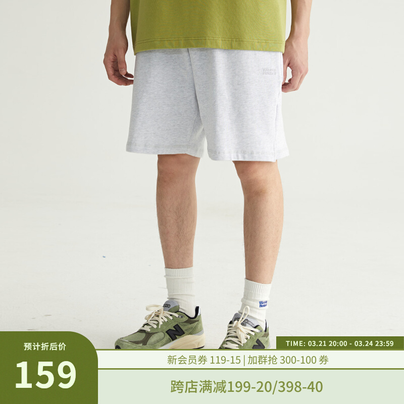 WASSUP短裤男夏季运动灰色短卫裤 国潮宽松经典剪裁潮牌休闲新款