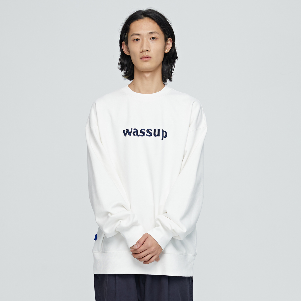 WASSUP潮牌卫衣白色黑色立体刺绣国潮男宽松休闲女长袖情侣上衣