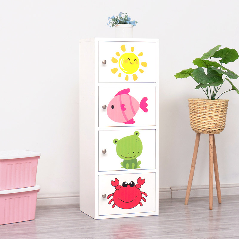 卡通收纳幼儿园学生书包儿童玩具40cm超窄缝隙多门收纳柜