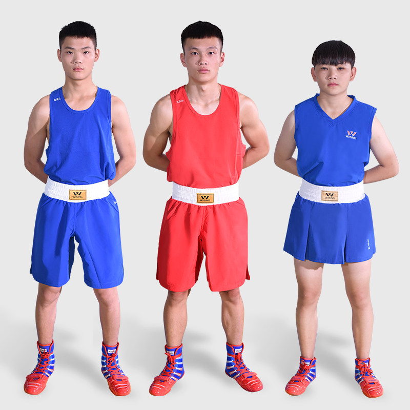 九日山拳击服装套装男女儿童散打短裤泰拳自由搏击训练服打拳衣服