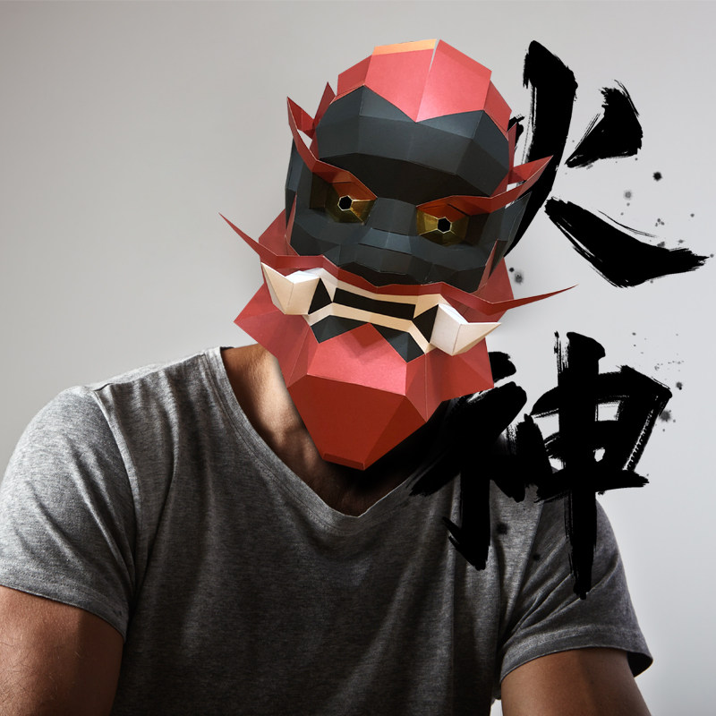 创意成人火神头套男3d全脸恐怖恶魔鬼脸祭拜时尚活动道具暗部面具