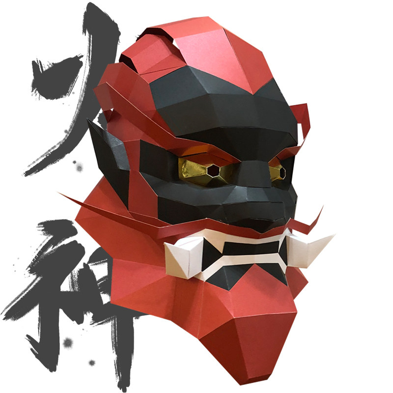 创意成人火神头套男3d全脸恐怖恶魔鬼脸祭拜时尚活动道具暗部面具