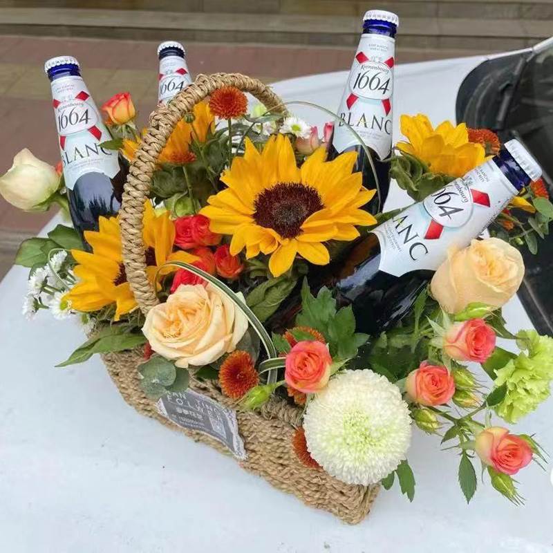 毕业季狂欢网红创意啤酒啤酒花花束科罗娜礼盒1664鲜花速递(同城)