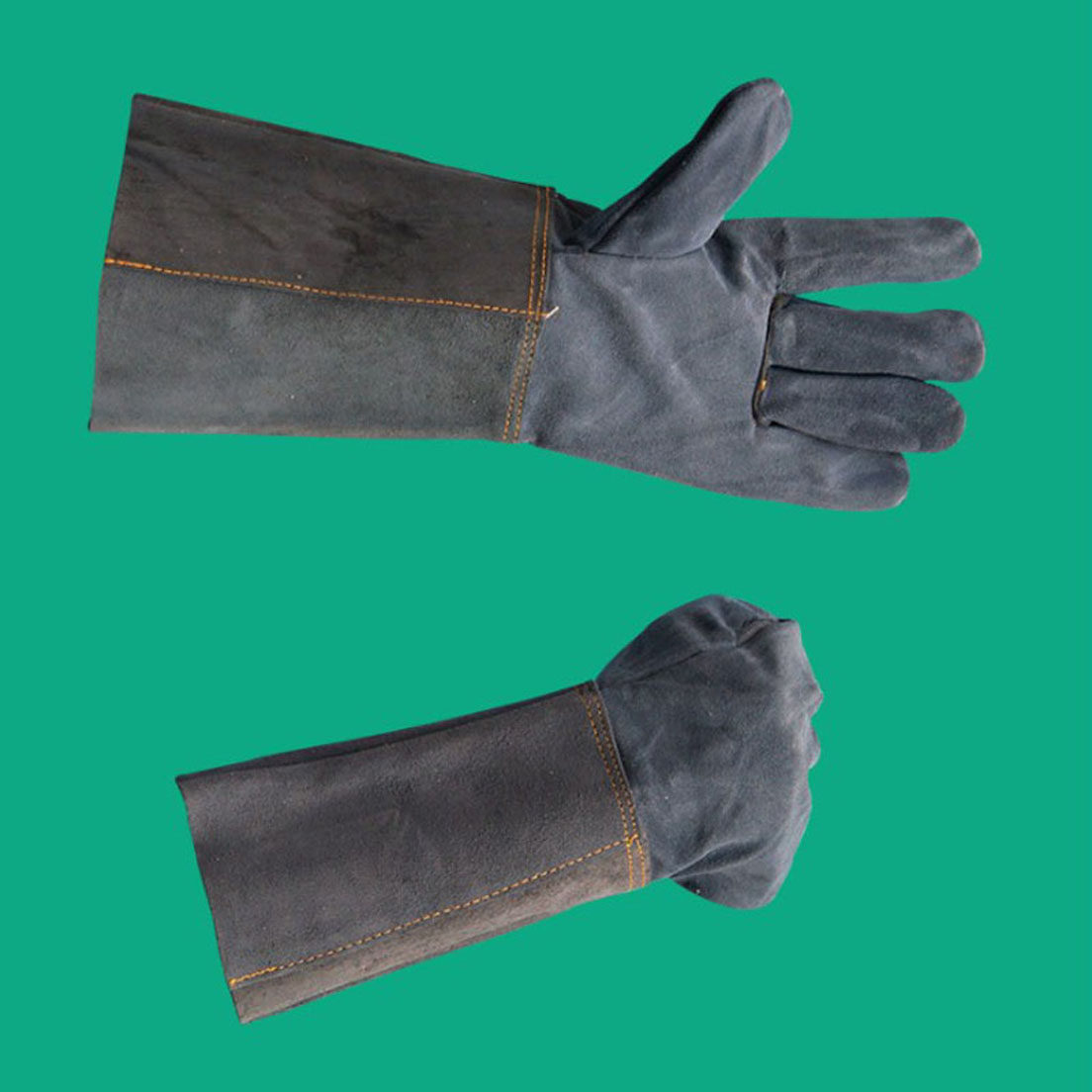 加长款电焊耐磨二层牛皮劳保防护防飞溅防烫伤长款焊工耐高温手套