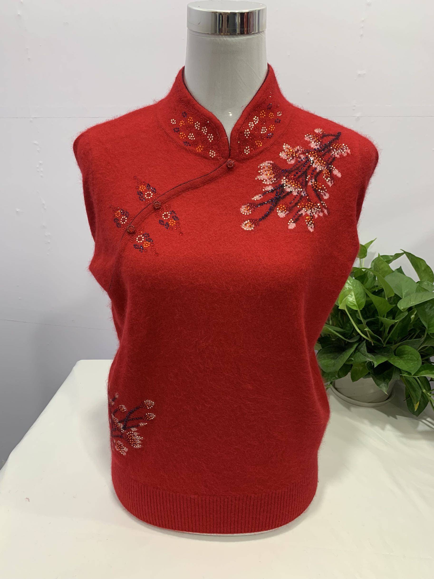 秋冬女儿结婚婚礼妈妈100羊绒改良旗袍上衣毛针织衫