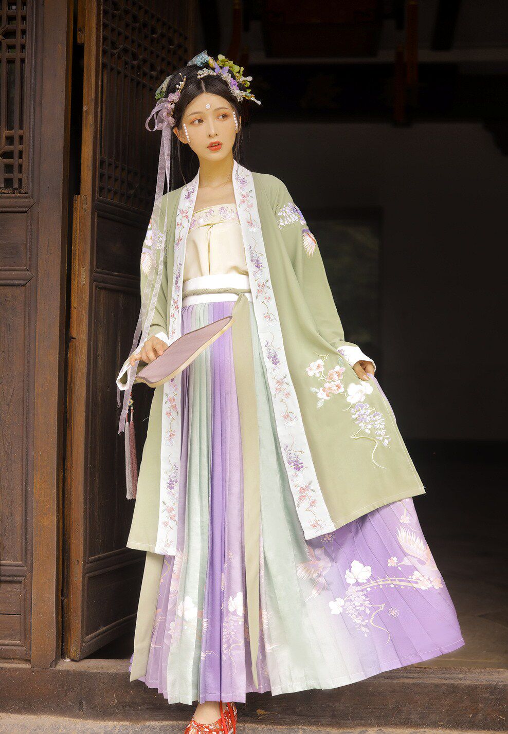 汉服原创女宋百迭慕青齐腰长禙宋抹对襟秋冬cosplay女装