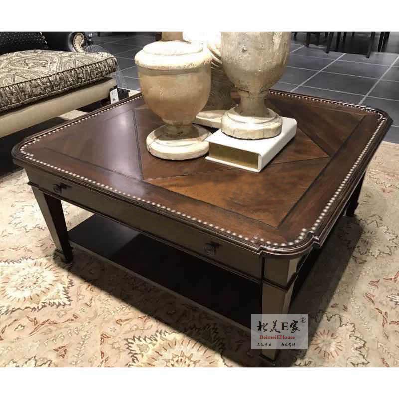 美式art家具夏图正方形茶几客厅简约现代实木茶几