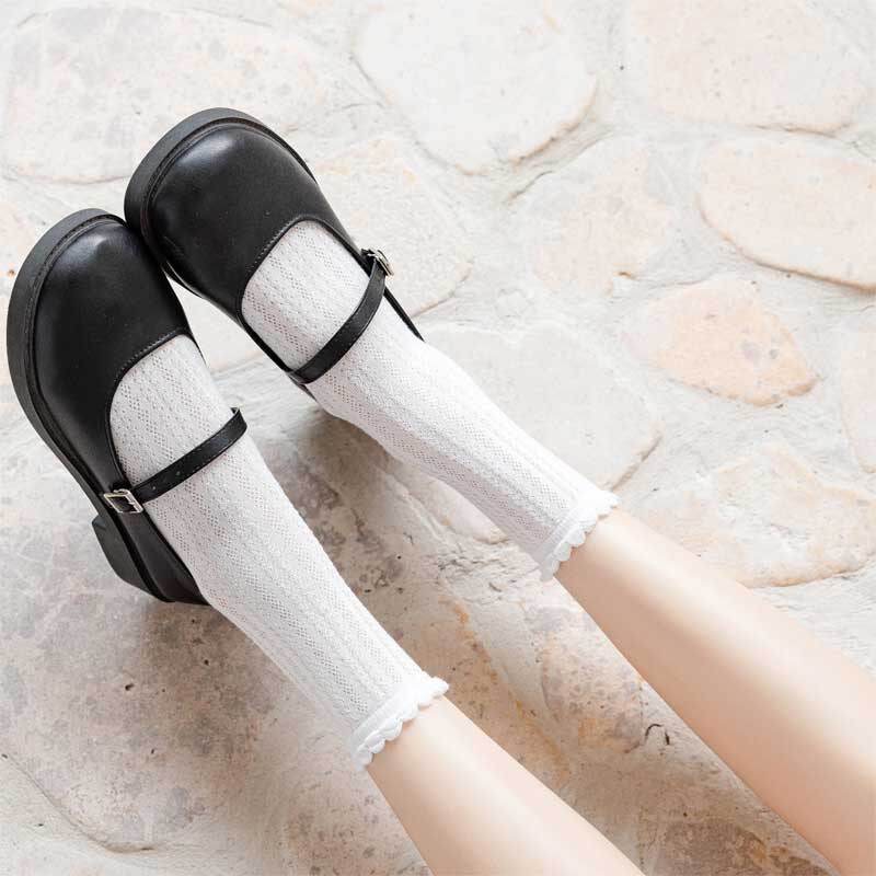 白色袜子春夏可爱日系jklolita花边ins潮中中筒袜