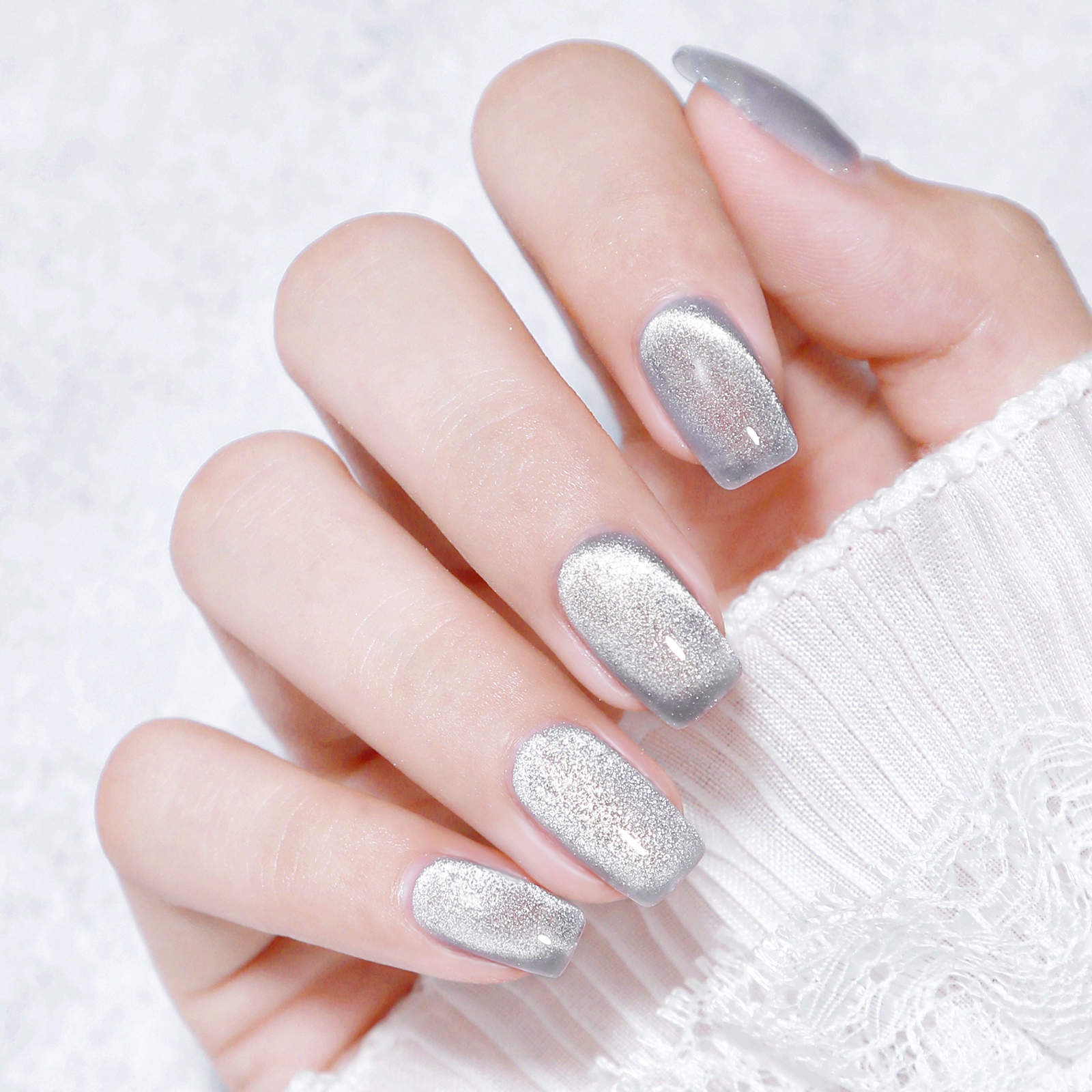 猫眼美甲奶茶晶石甲油万能银色极光2022年新款指甲彩妆