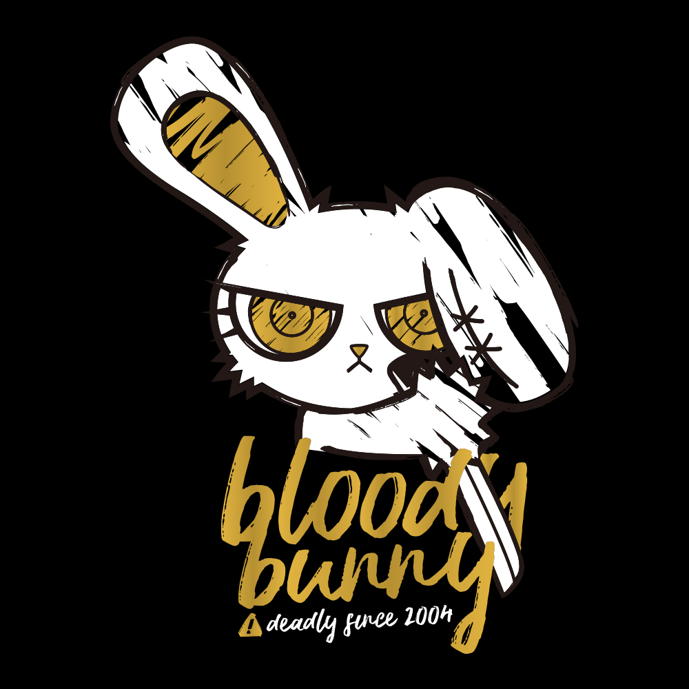 bloody bunny联名短袖t恤 a0115黑色金色兔子男女纯棉中长款2020