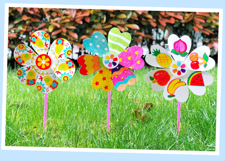 空白绘画风车幼儿园手工diy制作美术材料涂鸦风车