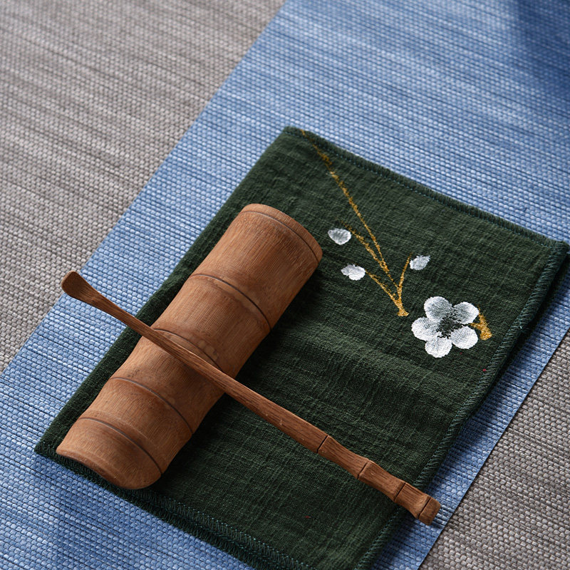 茶巾茶布手绘刺绣棉麻加厚茶席功夫功夫茶茶具茶巾