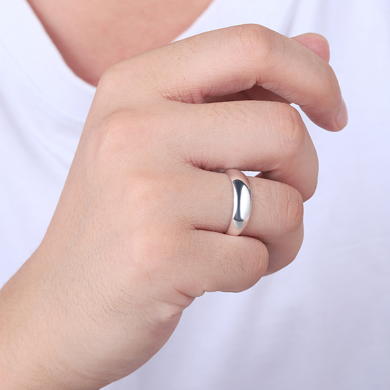 戒指男士纯银足银单身光面男生开口尾戒男指环戒指