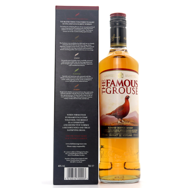 威雀威士忌 famous grouse 苏格兰原装进口正品洋酒 烈酒 鸡尾酒