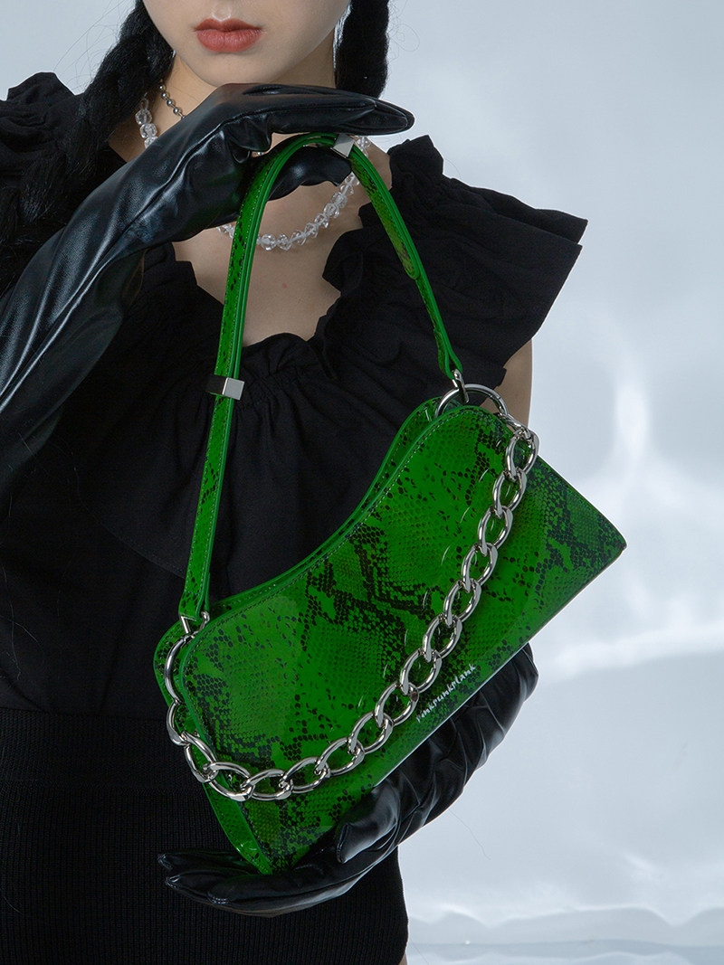 pinkpunkplanknosmoking戒烟亮绿蛇纹牛皮腋下腋下包