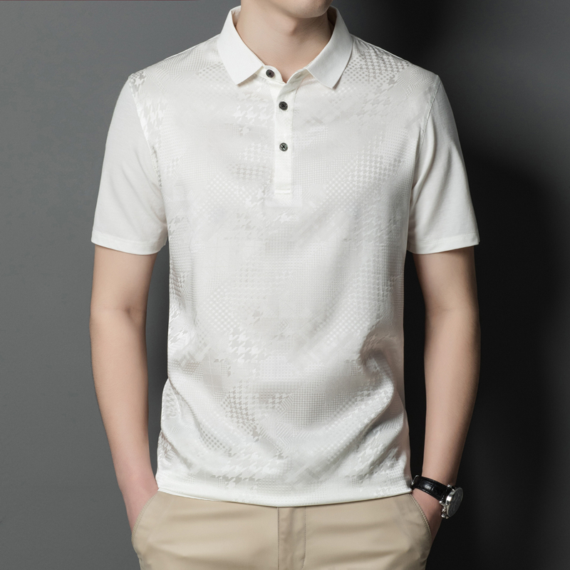 夏季真品桑蚕丝短袖t恤男士中年t恤夏装冰丝翻领滑料真丝polo衫