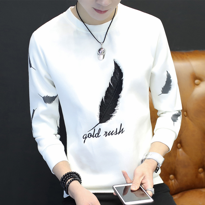 长袖T恤男2022春秋季青少年卫衣薄款体恤春秋打底衫潮流男装秋衣