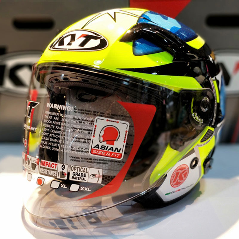 头盔kyt时尚摩托车半盔机车骑行镜片半覆四季摩托车头盔