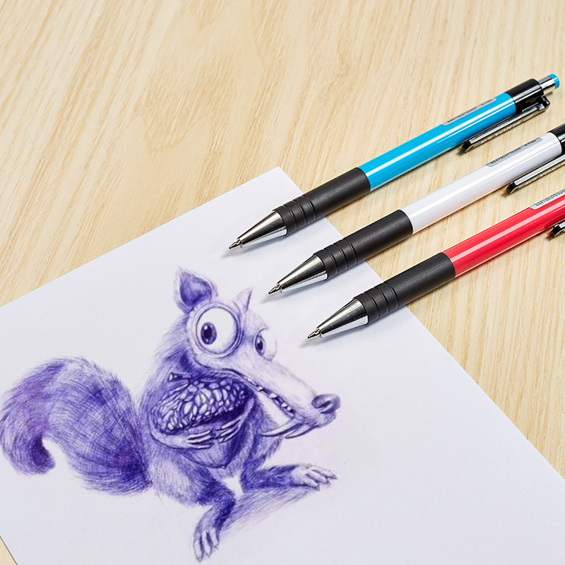 晨光按动式圆珠笔原子笔a2中油笔红色黑色蓝色0.