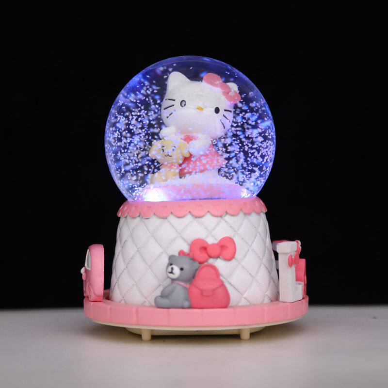 hellokitty旋转水晶球音乐盒八音盒生日礼物送女生女友情人节礼品
