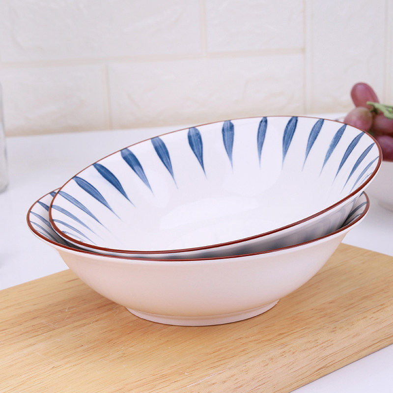 7寸吃面碗拉面陶瓷日式斗笠大号家用拌面碗喇叭碗