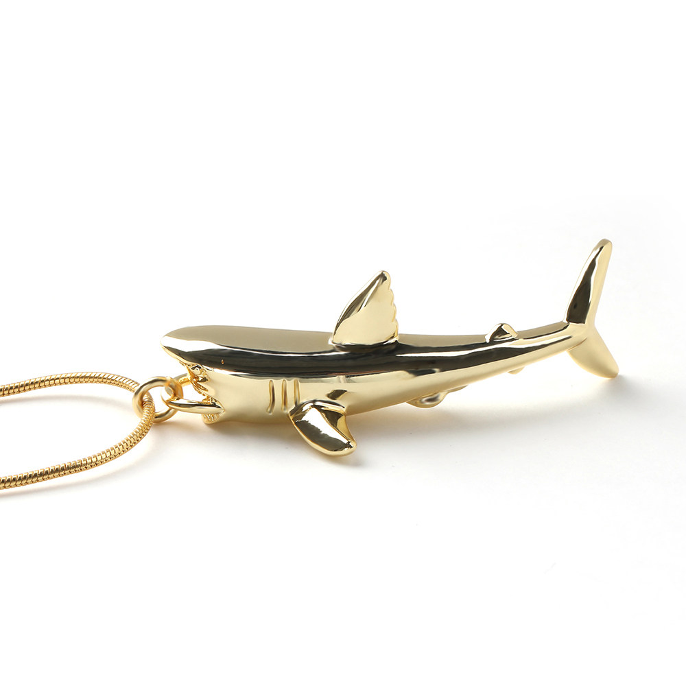 absambushins超火鲨鱼项链毛衣纯银男女情侣项链