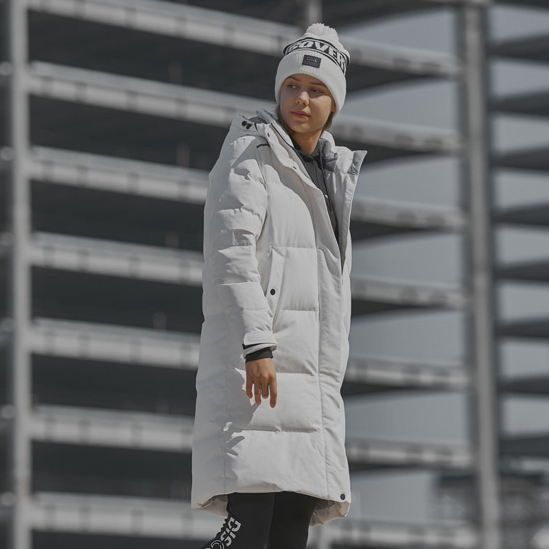 discovery expedition2019冬季新款女式时尚修身长款白鹅绒羽绒服