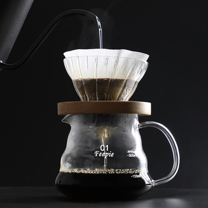 咖啡feepie手冲玻璃滤杯v60冲杯过滤器分享套装咖啡杯