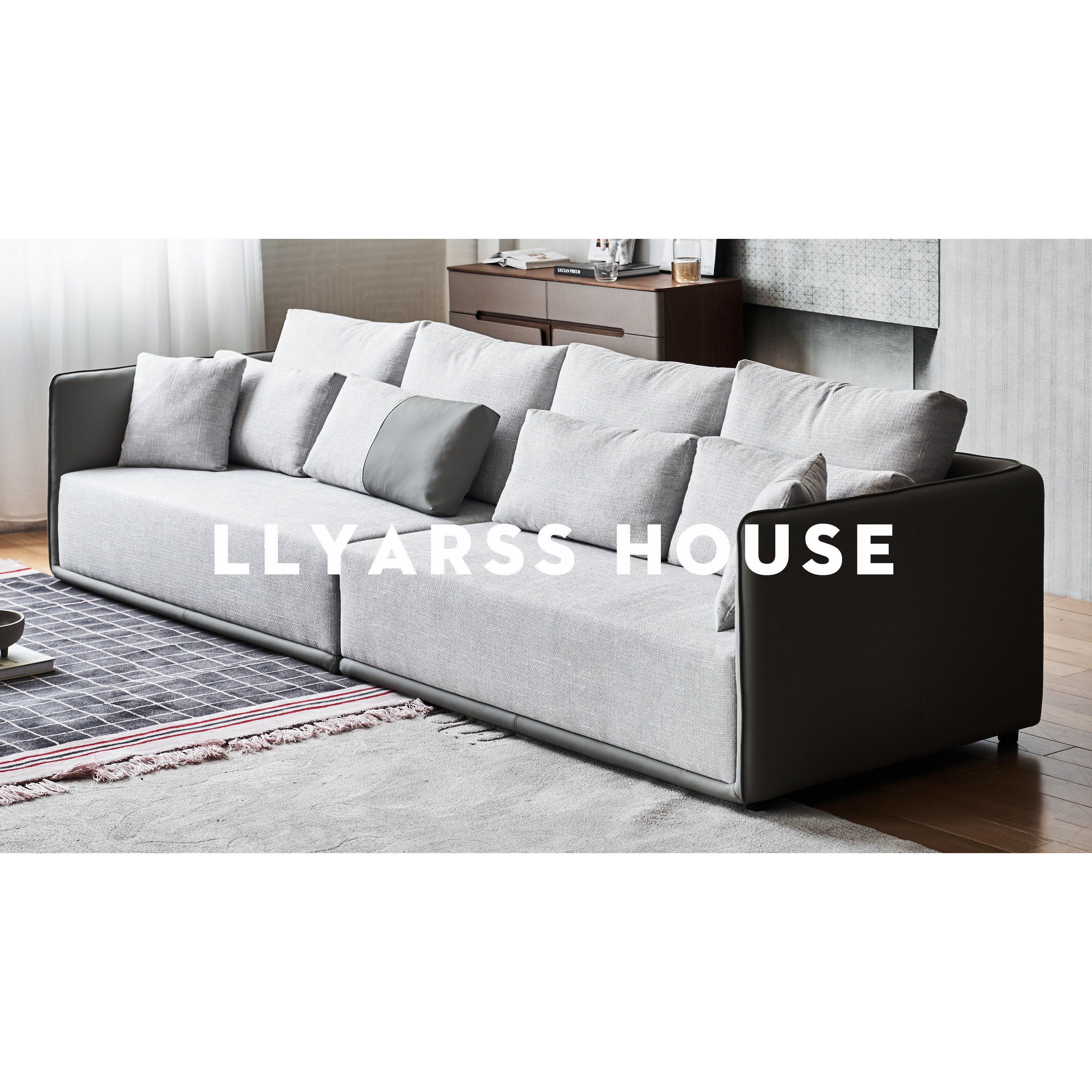 llyarss利亚斯布艺沙发意式极简32m四人超纤皮涤麻kd布艺沙发