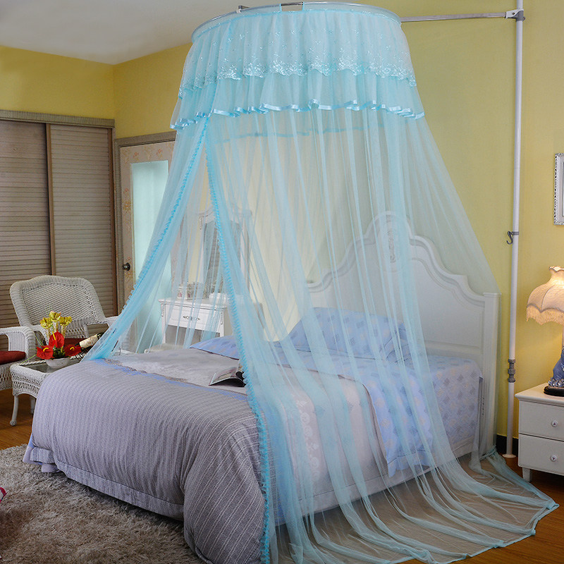 蚊帐导轨升降安装家用不锈钢立杆落地伸缩双人蚊帐