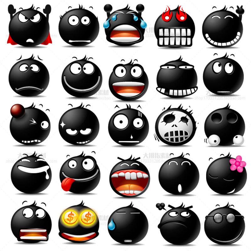 表情贴图笑脸卡通可爱包可爱符号qq喜怒哀乐元素设计素材