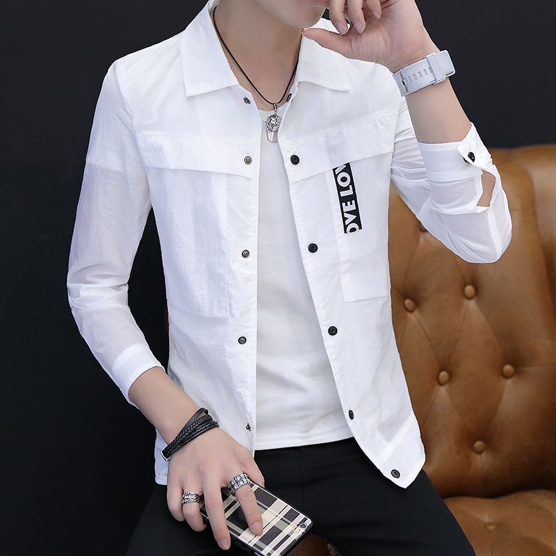 男士夏季外套超薄透气防晒衣青少年韩版潮流帅气薄款男装个性衣服