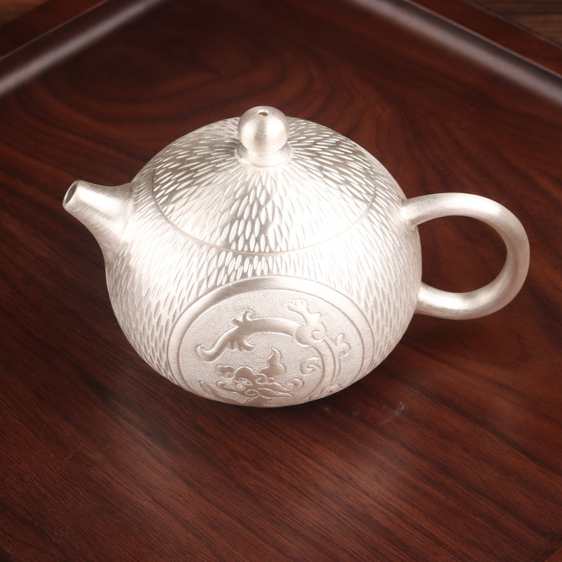 纯银茶壶希银s999西施小银壶纯手工锤纹贵妃茶壶