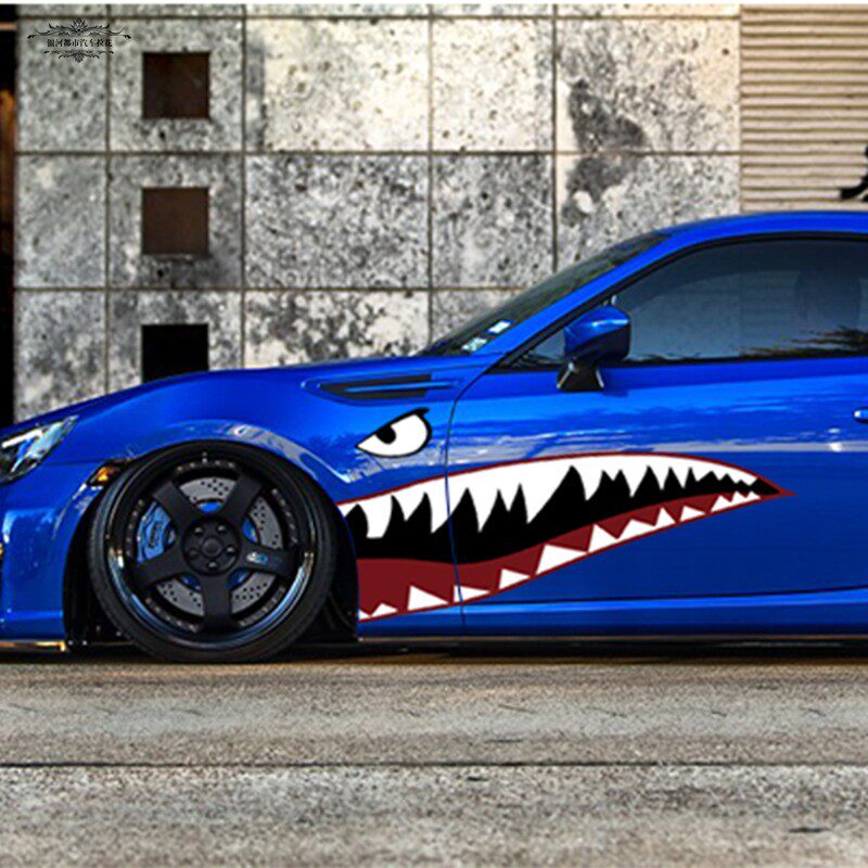 汽车个性贴纸鲨鱼鱼头车贴大白鲨涂鸦车身创意汽车装饰贴