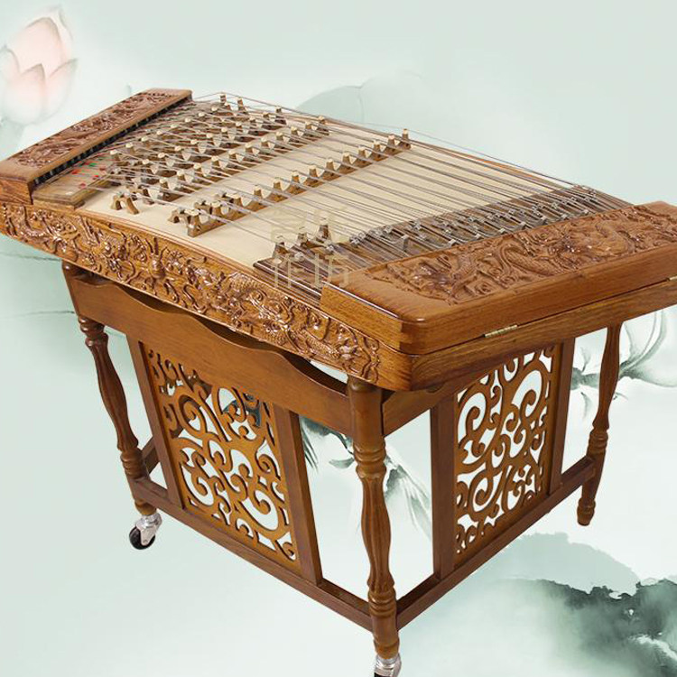 老花梨贝雕402扬琴乐器 专业演奏考级雕龙杨琴厂家直销 小扬琴