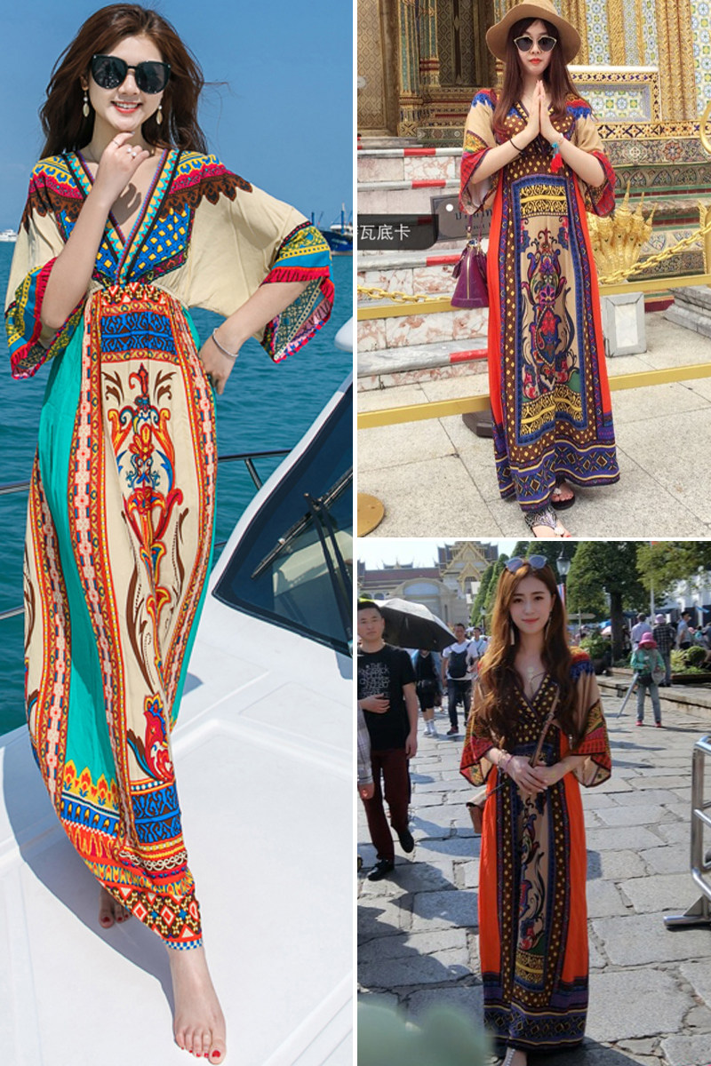 泰国连衣裙长裙服装民族风裙子出游云南潮牌旅游度假连衣裙
