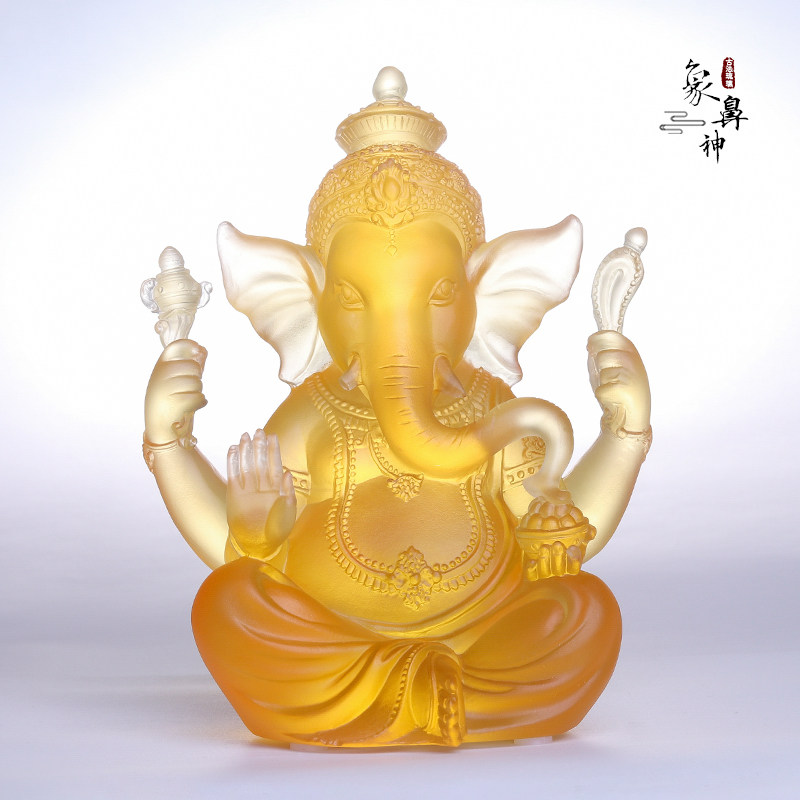 象鼻古法琉璃泰国神财神像印度东南亚富贵神象装饰摆件