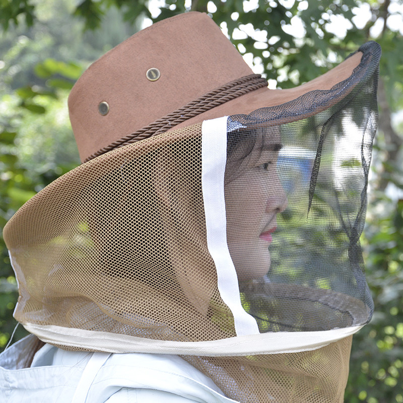 养蜂帽子牛仔蜂帽加厚防蜂帽高清面纱蜂衣蜂帽蜜蜂帽蜜蜂工具包邮