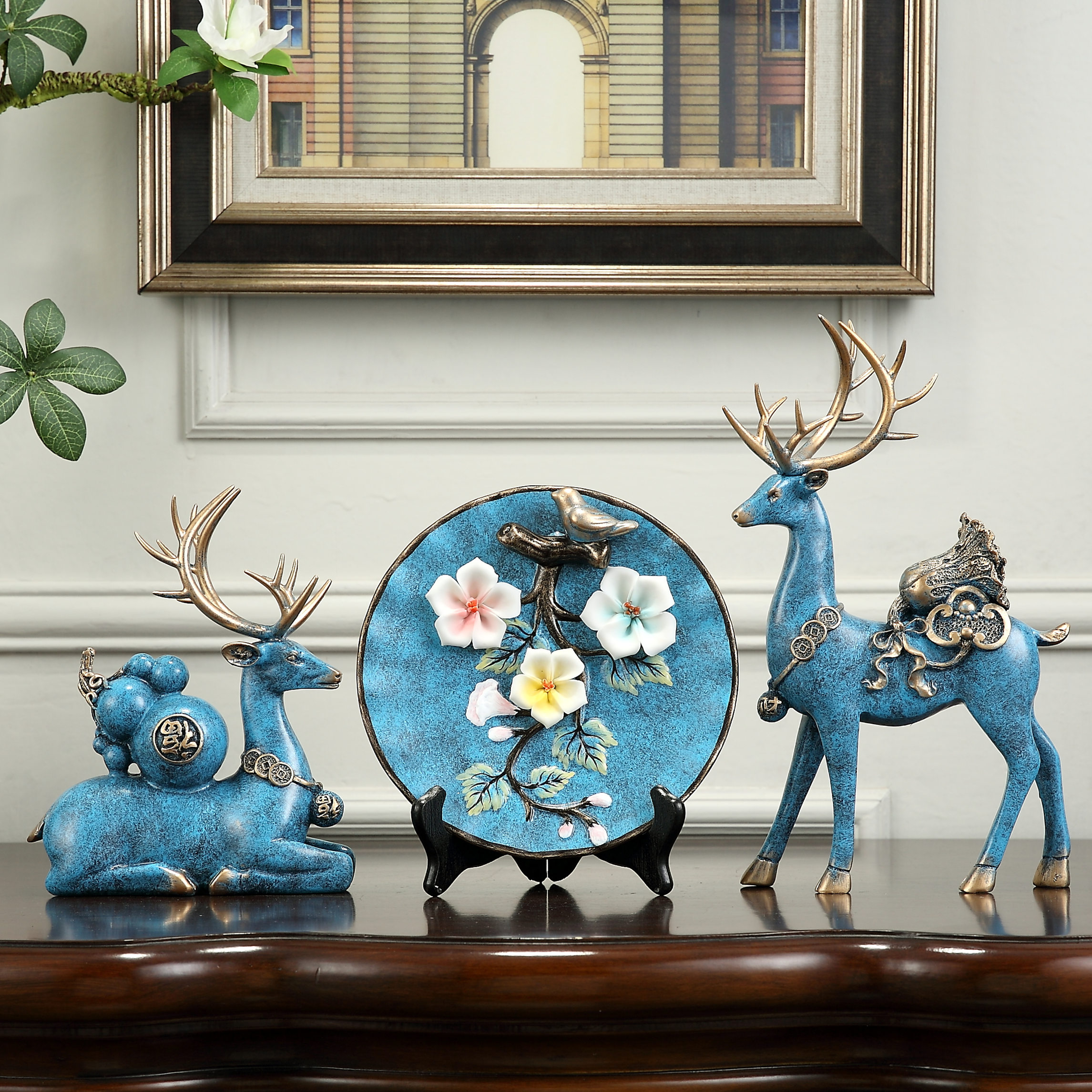 创意招财摆件酒柜电视柜玄关客厅家居家居装饰装饰品摆件