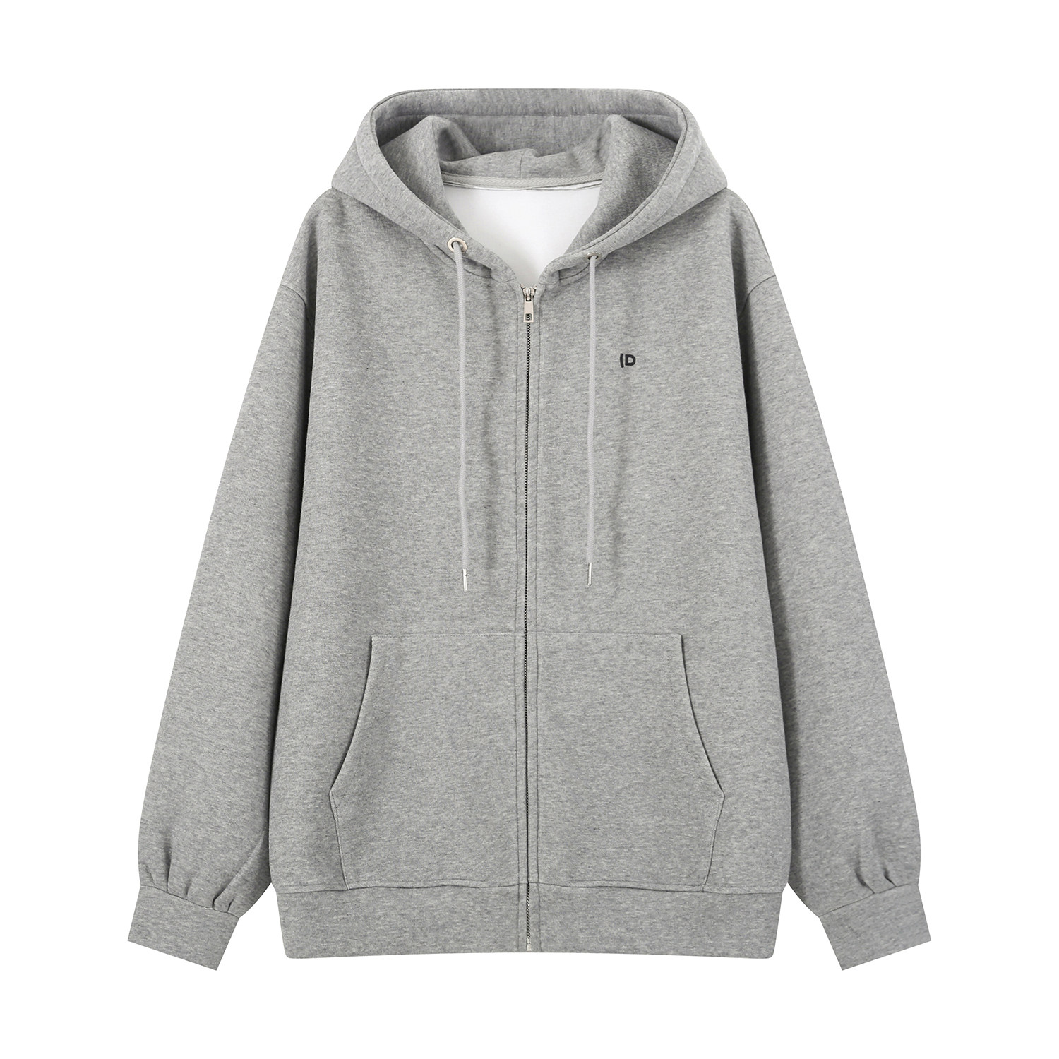 linyings宽松拉链连帽卫衣开衫女灰色薄款帽衫韩版卫衣