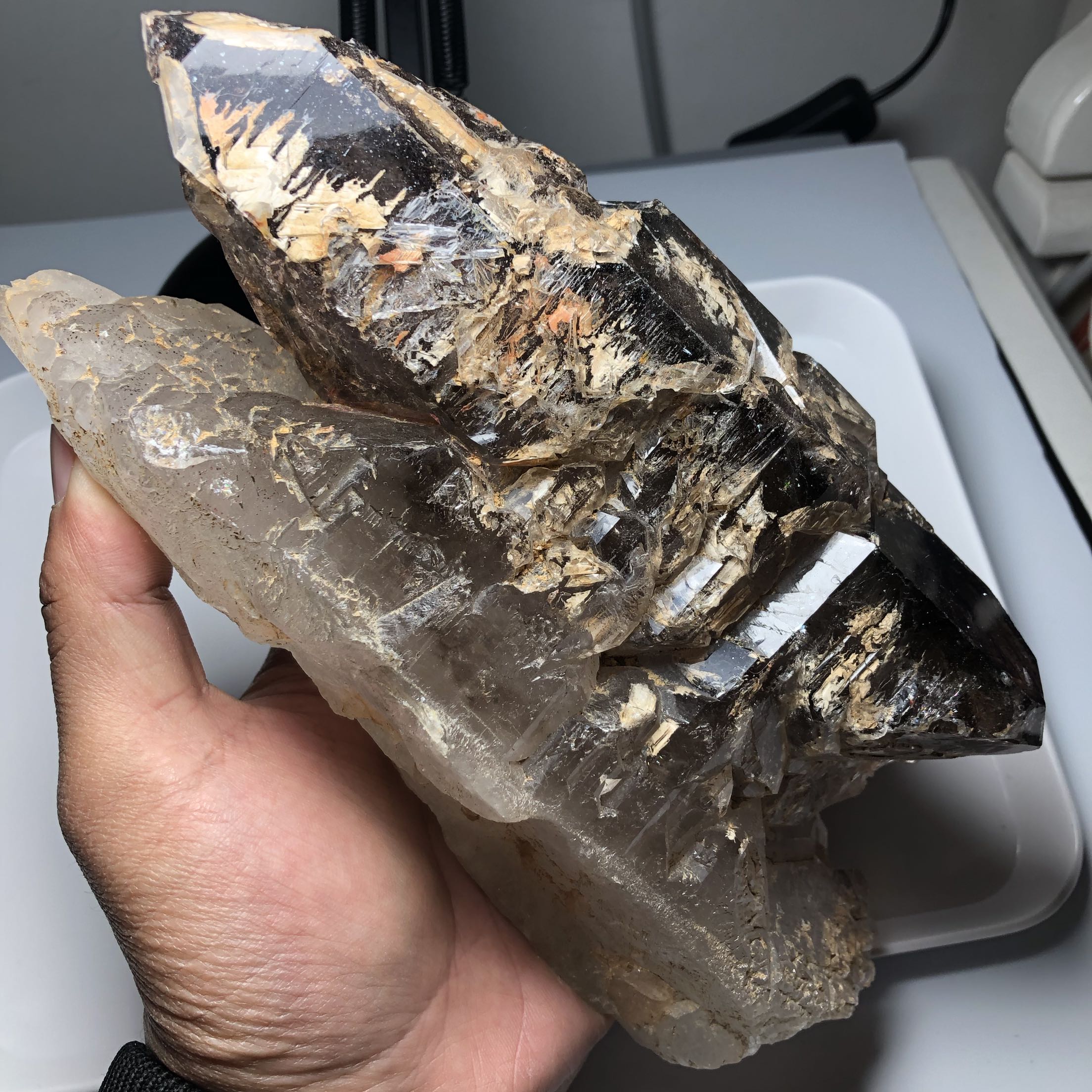 草莓天然水晶原矿骸骨水晶原石摆件包裹1840克摆件