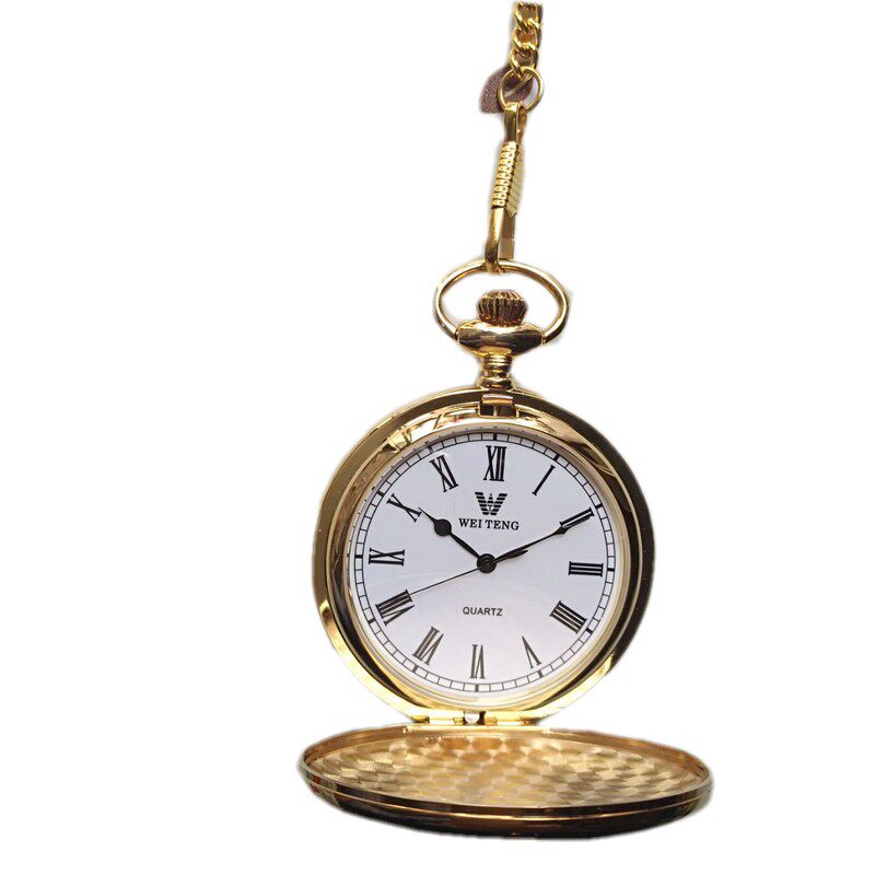 上海威腾石英电子怀表金色经典手表进口进口机怀表