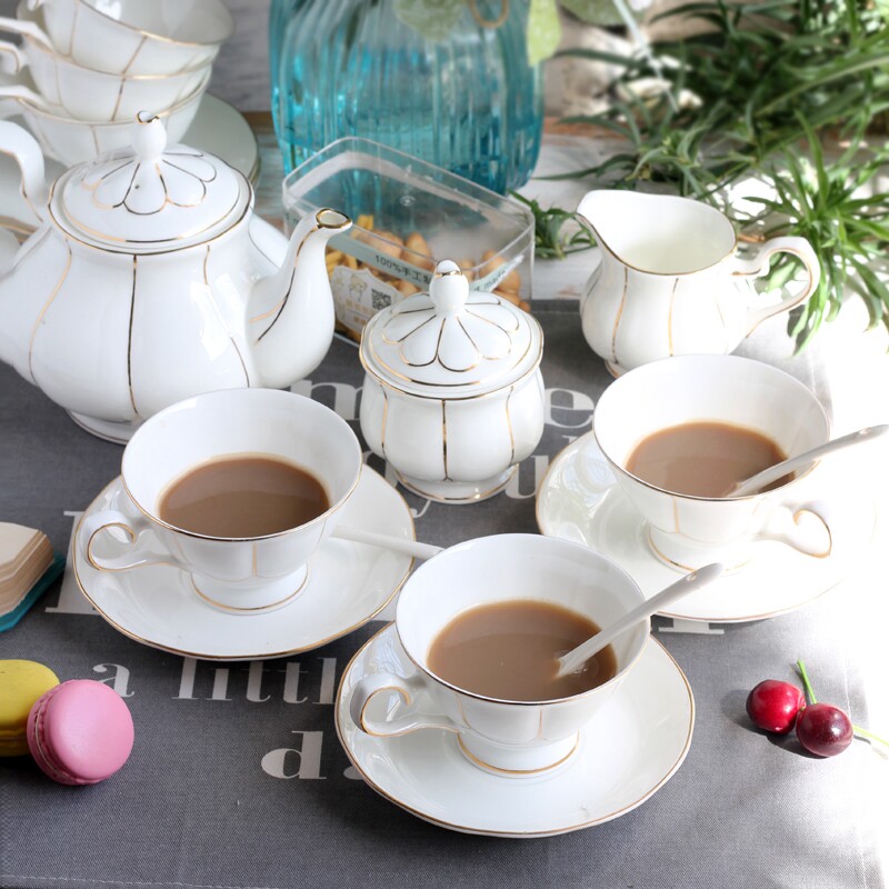 茶具咖啡杯巧慕欧式套装套具骨瓷整套15头英式咖啡套具
