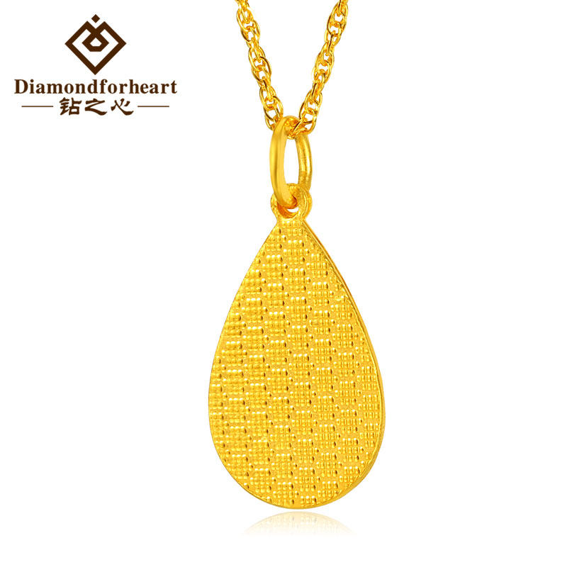 黄金吊坠9999足金镂空水滴锁骨项链挂坠女纯金颈饰