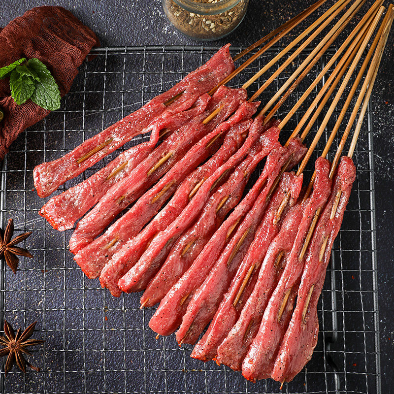 烧烤新鲜牛肉木屋食材牛外串黑户外半成品50串生牛肉