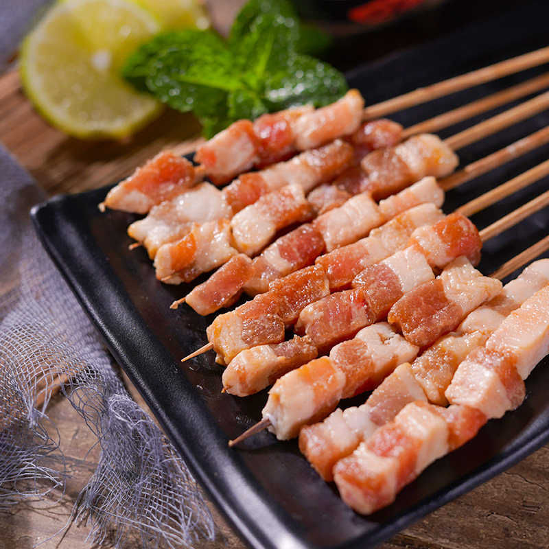 木屋烧烤五花肉串腌制户外半成品生鲜烧烤食材菜品烤串烤肉20串